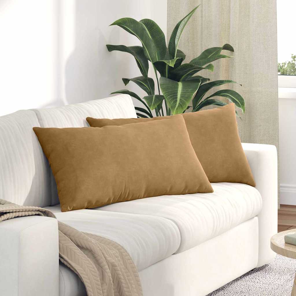 Kanapé párnák 2 pcs Barna 80 x 40 cm Bársonyos szövet