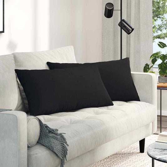 Kanapé párnák 2 pcs Fekete 80 x 40 cm szövet