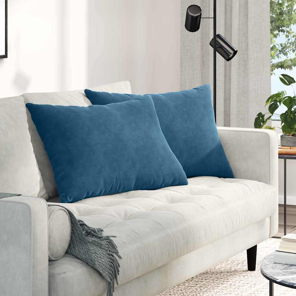 Kanapé párnák 2 pcs Kék 70 x 50 cm Bársonyos szövet