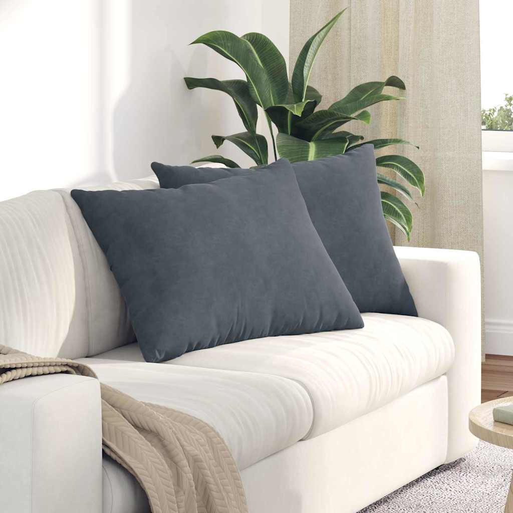 Kanapé párnák 2 pcs Sötétszürke 70 x 50 cm Bársonyos szövet