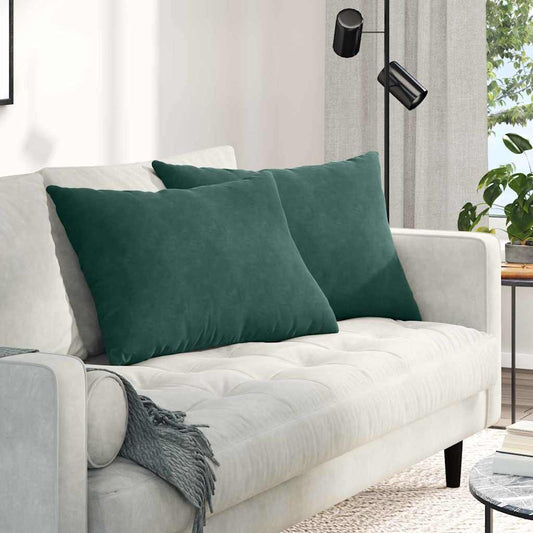 Kanapé párnák 2 pcs Sötétzöld 70 x 50 cm Bársonyos szövet