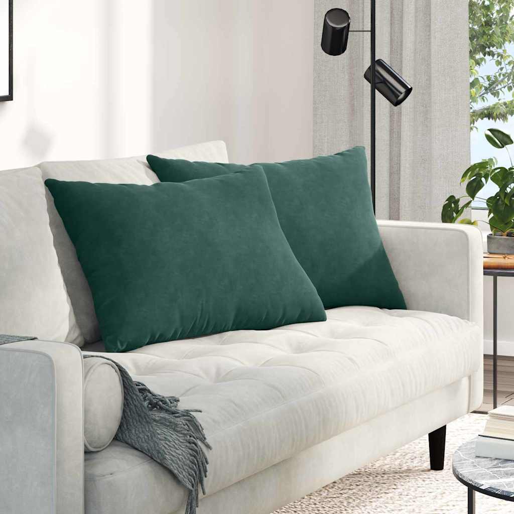 Kanapé párnák 2 pcs Sötétzöld 70 x 50 cm Bársonyos szövet
