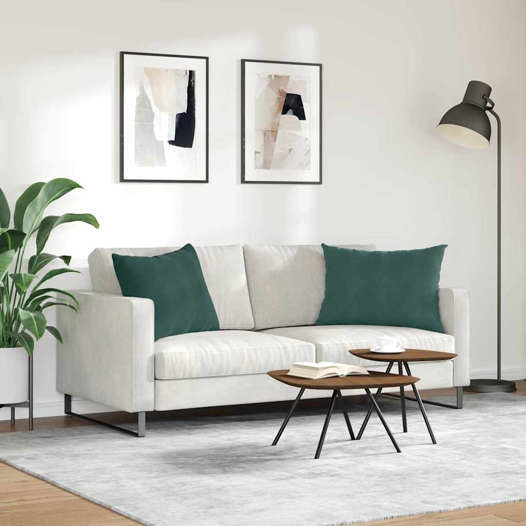 Kanapé párnák 2 pcs Sötétzöld 70 x 50 cm Bársonyos szövet