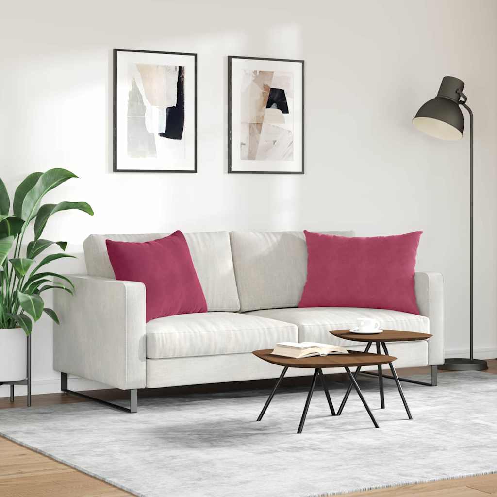 Kanapé párnák 2 pcs Bordó 70 x 50 cm Bársonyos szövet