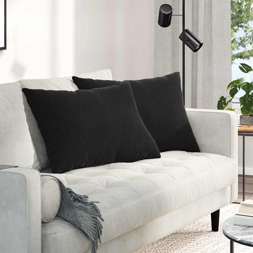 Kanapé párnák 2 pcs Fekete 70 x 50 cm Bársonyos szövet