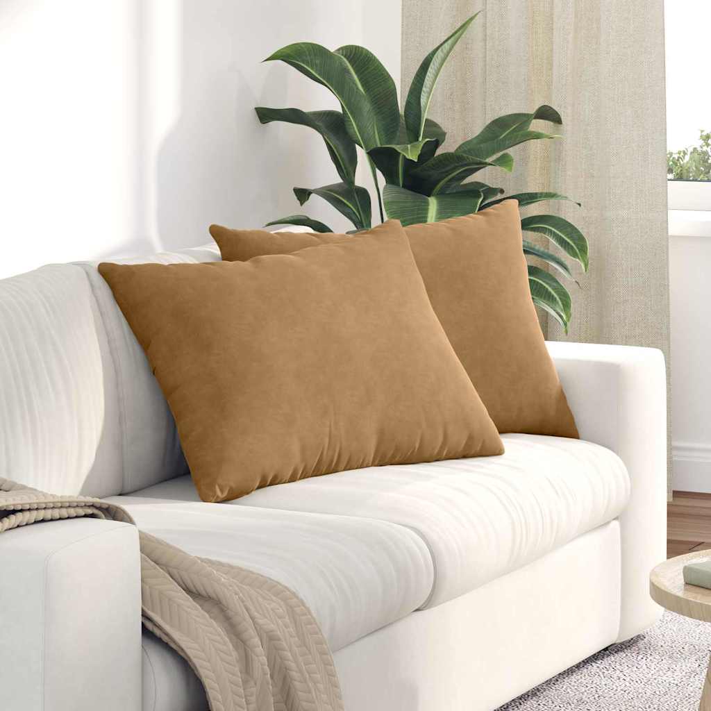Kanapé párnák 2 pcs Barna 70 x 50 cm Bársonyos szövet