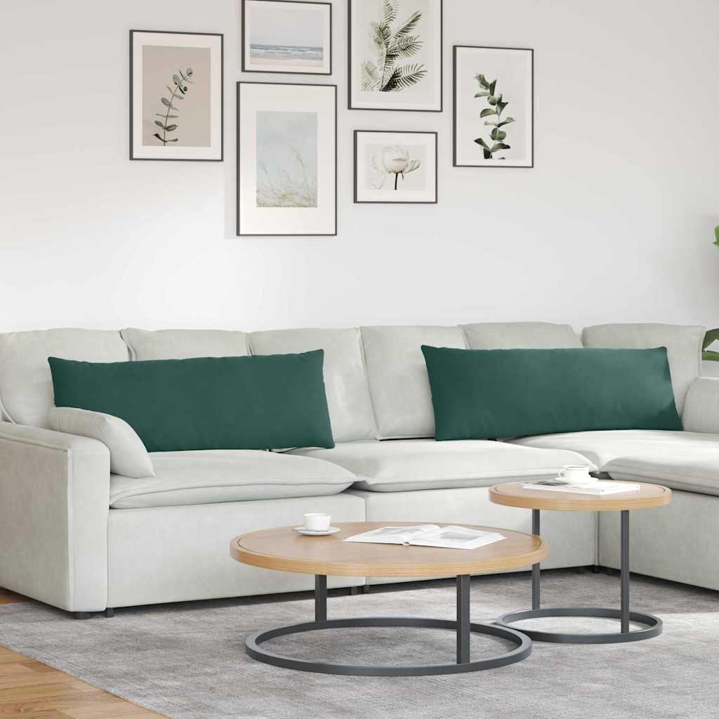 Kanapé párnák 2 pcs Sötétzöld 120 x 40 cm Bársonyos szövet