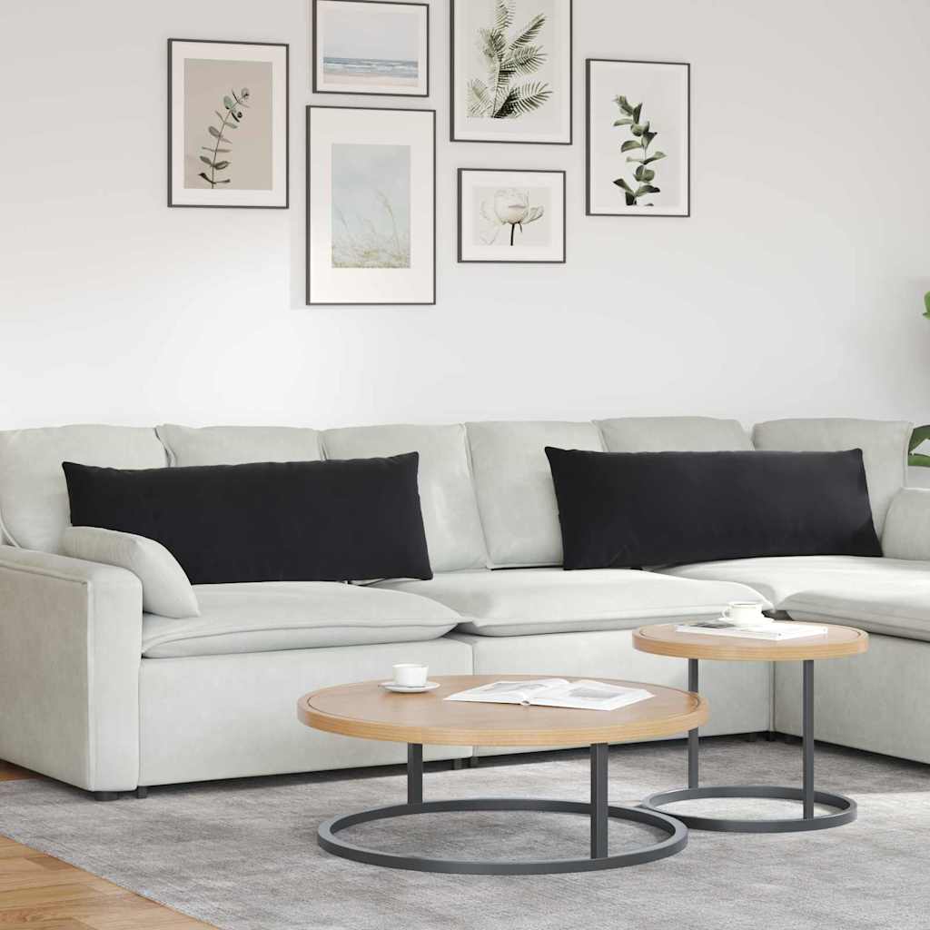 Kanapé párnák 2 pcs Fekete 120 x 40 cm Bársonyos szövet