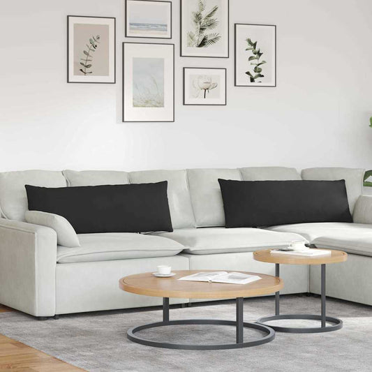 Kanapé párnák 2 pcs Fekete 120 x 40 cm szövet