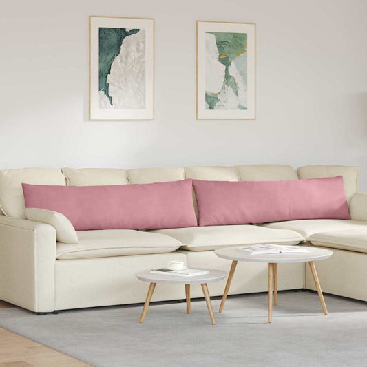Kanapé párnák 2 pcs Rózsaszín 145 x 40 cm Bársonyos szövet