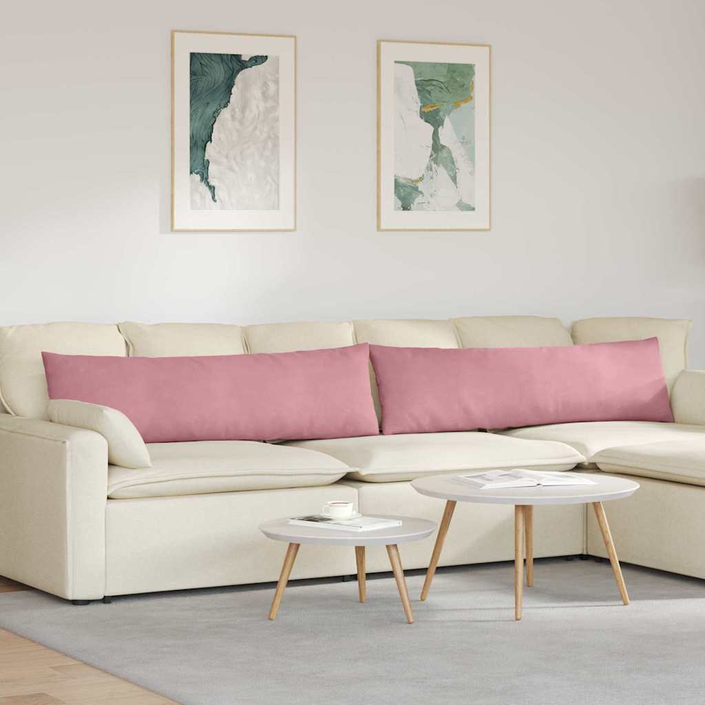 Kanapé párnák 2 pcs Rózsaszín 145 x 40 cm Bársonyos szövet