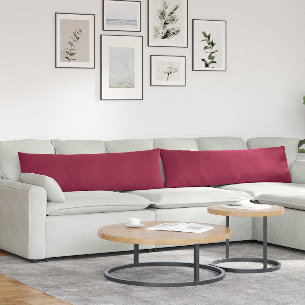 Kanapé párnák 2 pcs Bordó 145 x 40 cm Bársonyos szövet