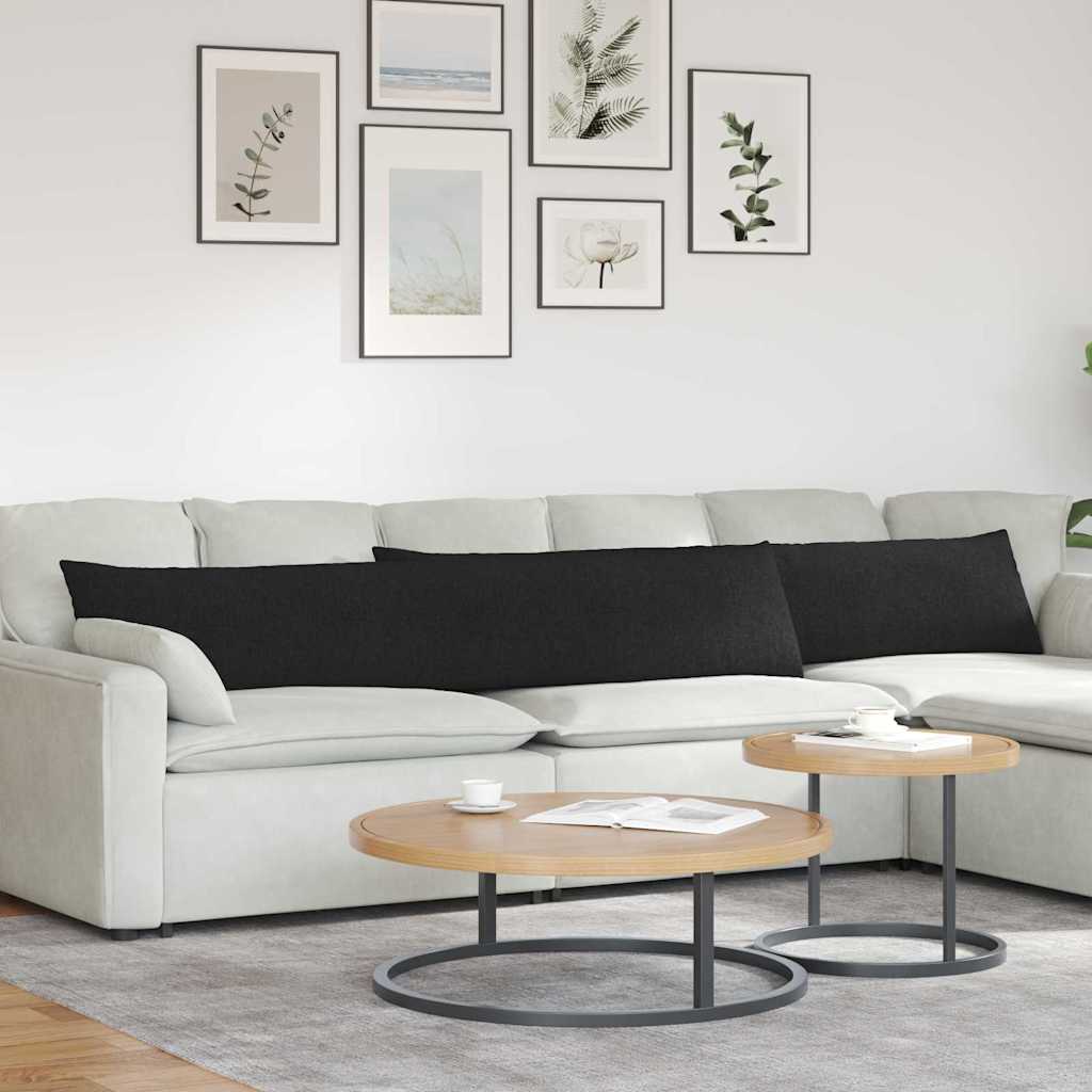 Kanapé párnák 2 pcs Fekete 200 x 40 cm szövet