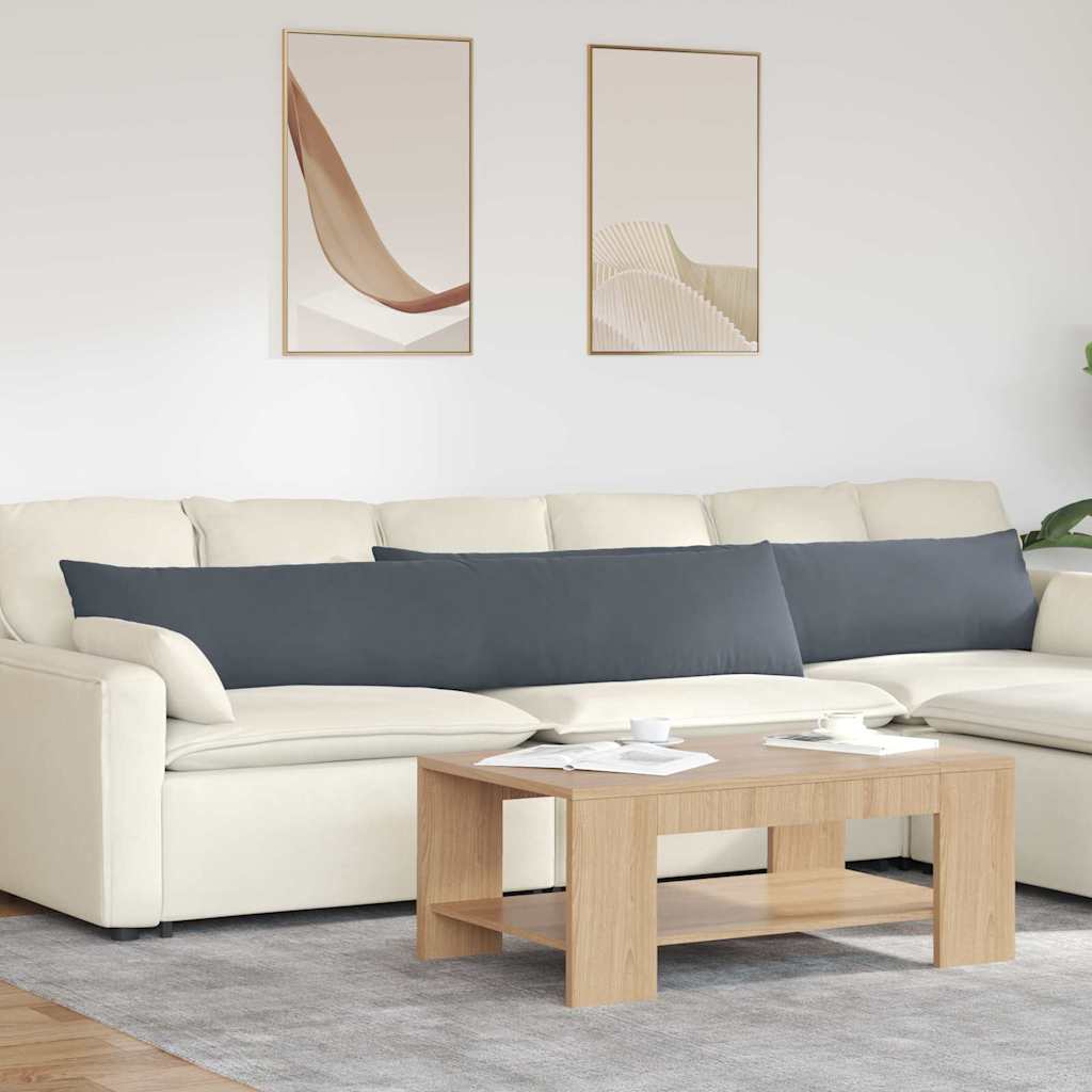 Kanapé párnák 2 pcs Sötétszürke 200 x 40 cm Bársonyos szövet
