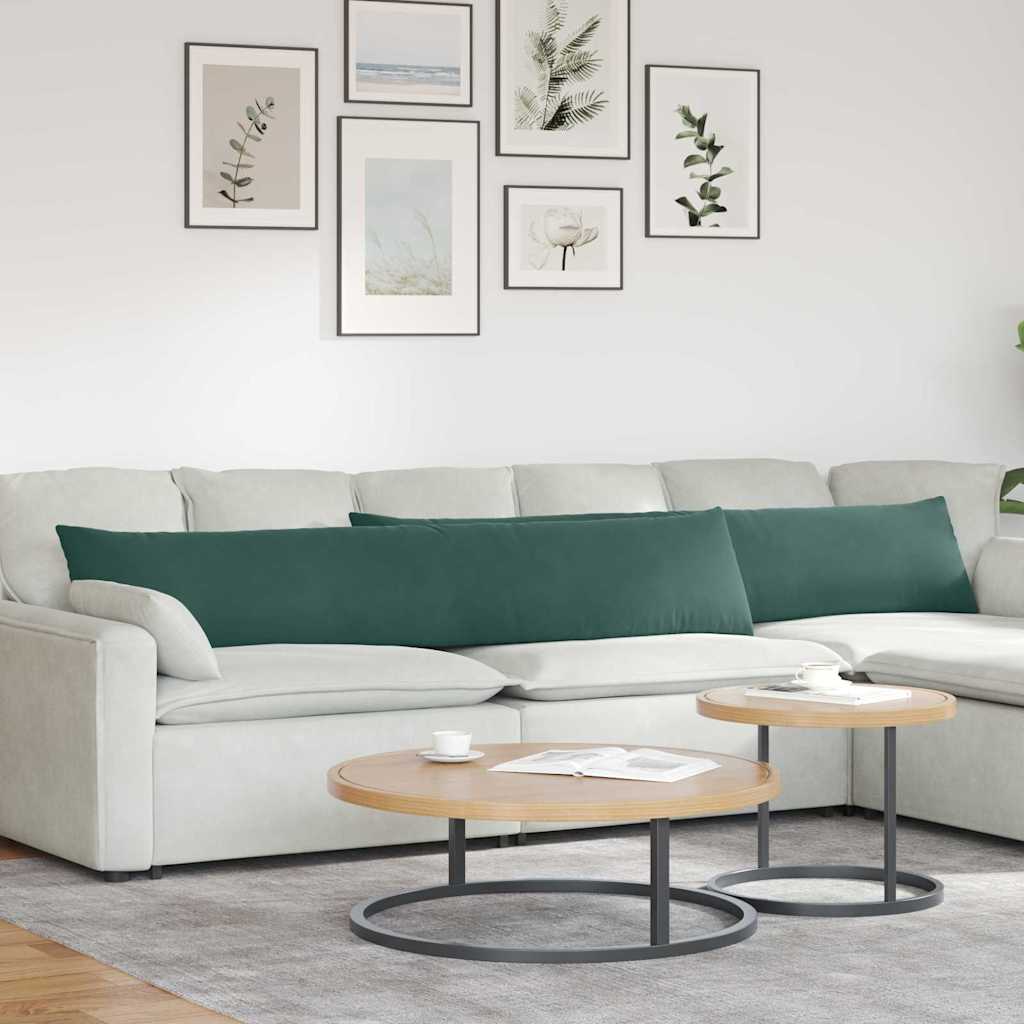 Kanapé párnák 2 pcs Sötétzöld 200 x 40 cm Bársonyos szövet