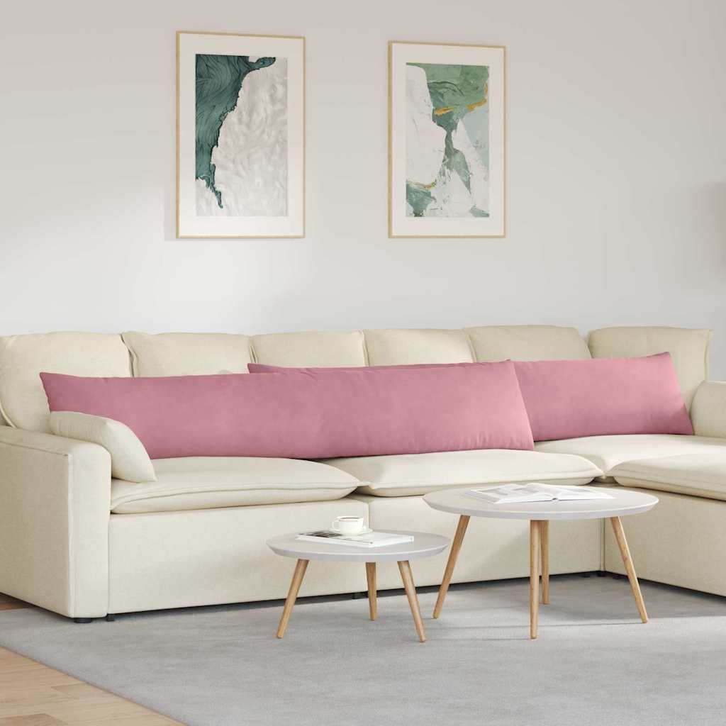 Kanapé párnák 2 pcs Rózsaszín 200 x 40 cm Bársonyos szövet