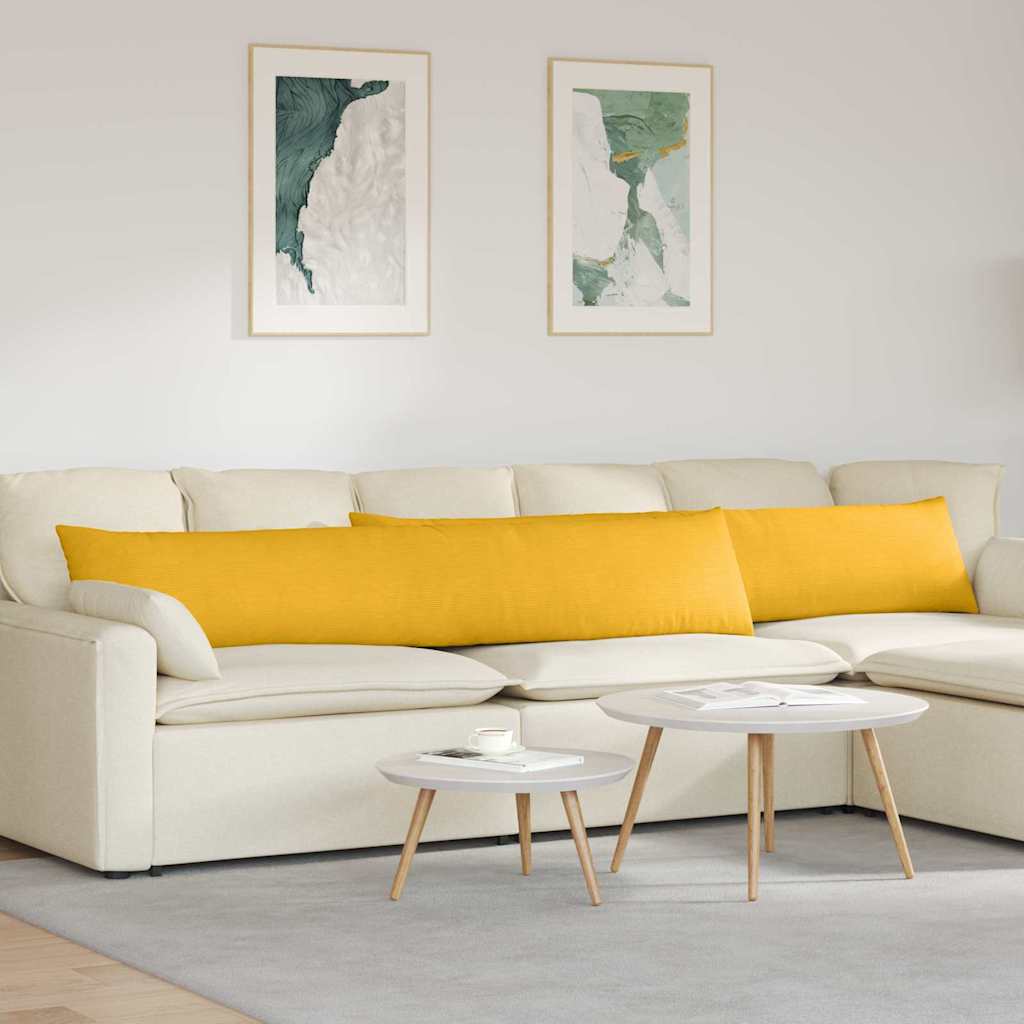 Kanapé párnák 2 pcs Világos sárga 200 x 40 cm Bársonyos szövet