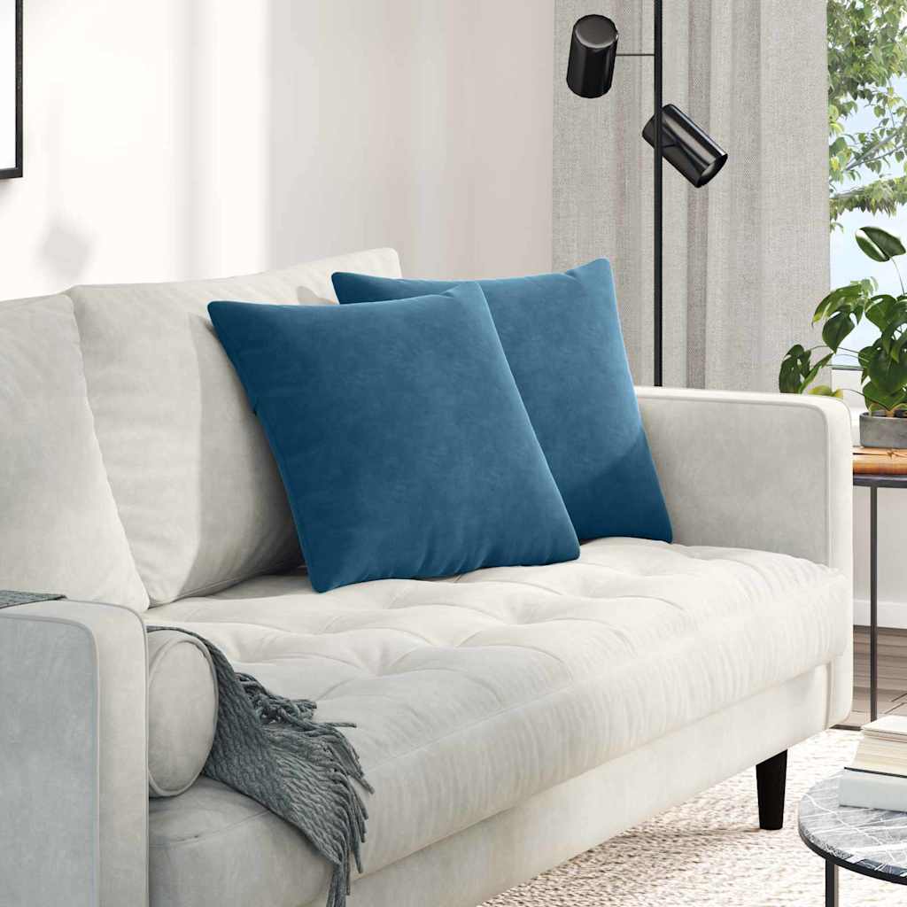 Kanapé párnák 2 pcs Kék 45 x 45 cm Bársonyos szövet