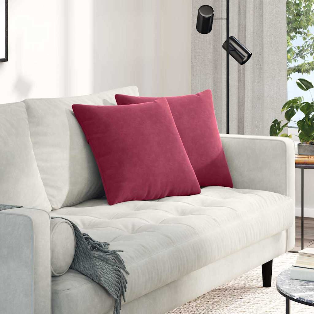 Kanapé párnák 2 pcs Bordó 45 x 45 cm Bársonyos szövet