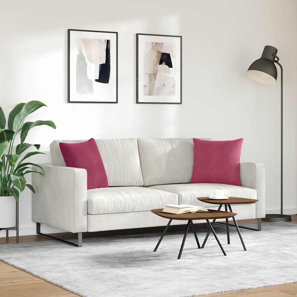 Kanapé párnák 2 pcs Bordó 45 x 45 cm Bársonyos szövet