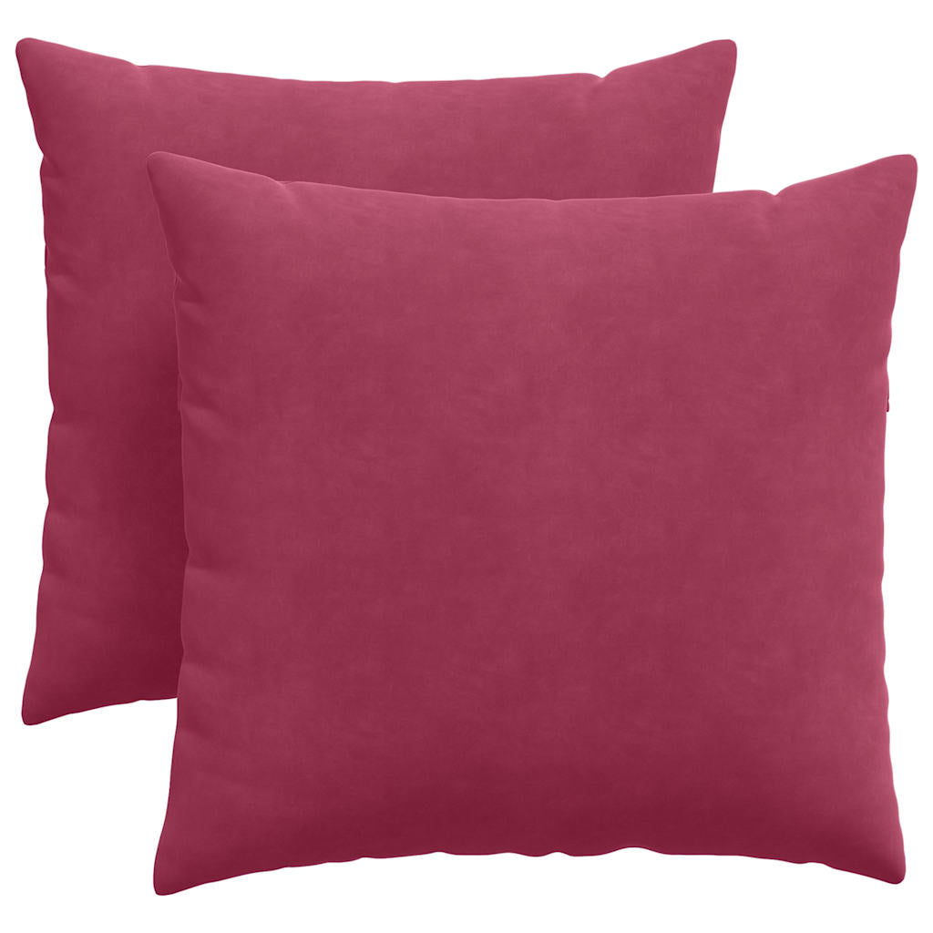 Kanapé párnák 2 pcs Bordó 45 x 45 cm Bársonyos szövet