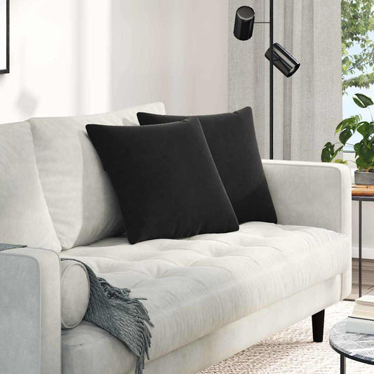 Kanapé párnák 2 pcs Fekete 45 x 45 cm Bársonyos szövet