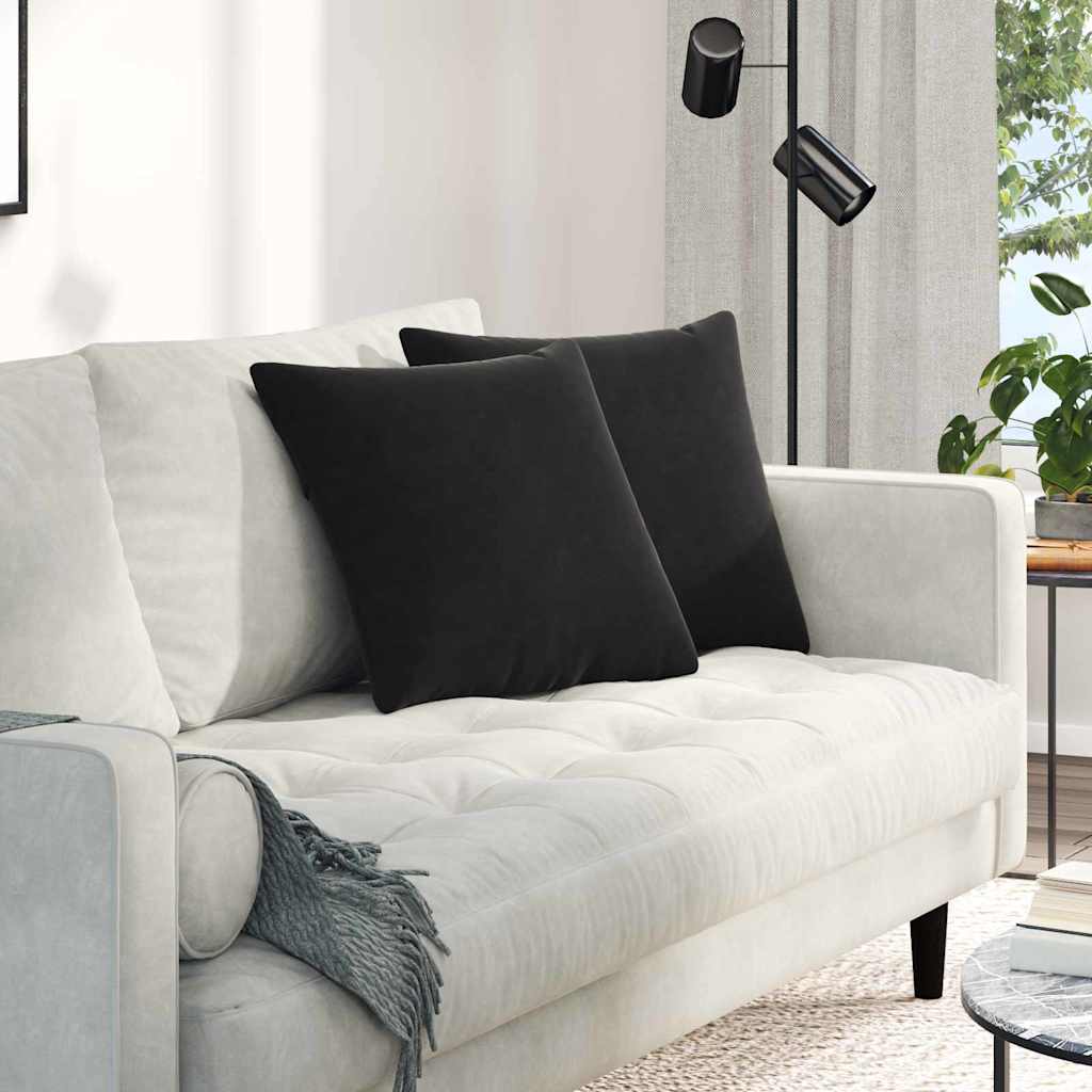 Kanapé párnák 2 pcs Fekete 45 x 45 cm Bársonyos szövet