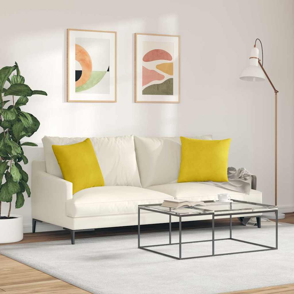 Kanapé párnák 2 pcs Sárga 45 x 45 cm Bársonyos szövet