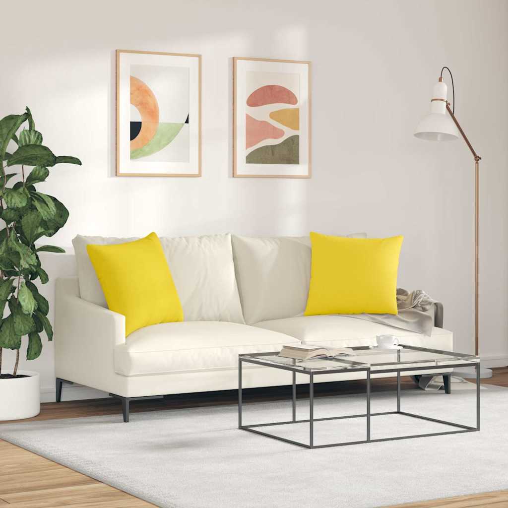 Kanapé párnák 2 pcs Világos sárga 50 x 50 cm szövet