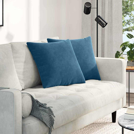 Kanapé párnák 2 pcs Kék 50 x 50 cm Bársonyos szövet