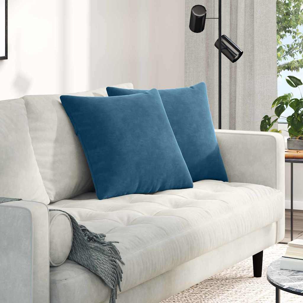 Kanapé párnák 2 pcs Kék 50 x 50 cm Bársonyos szövet