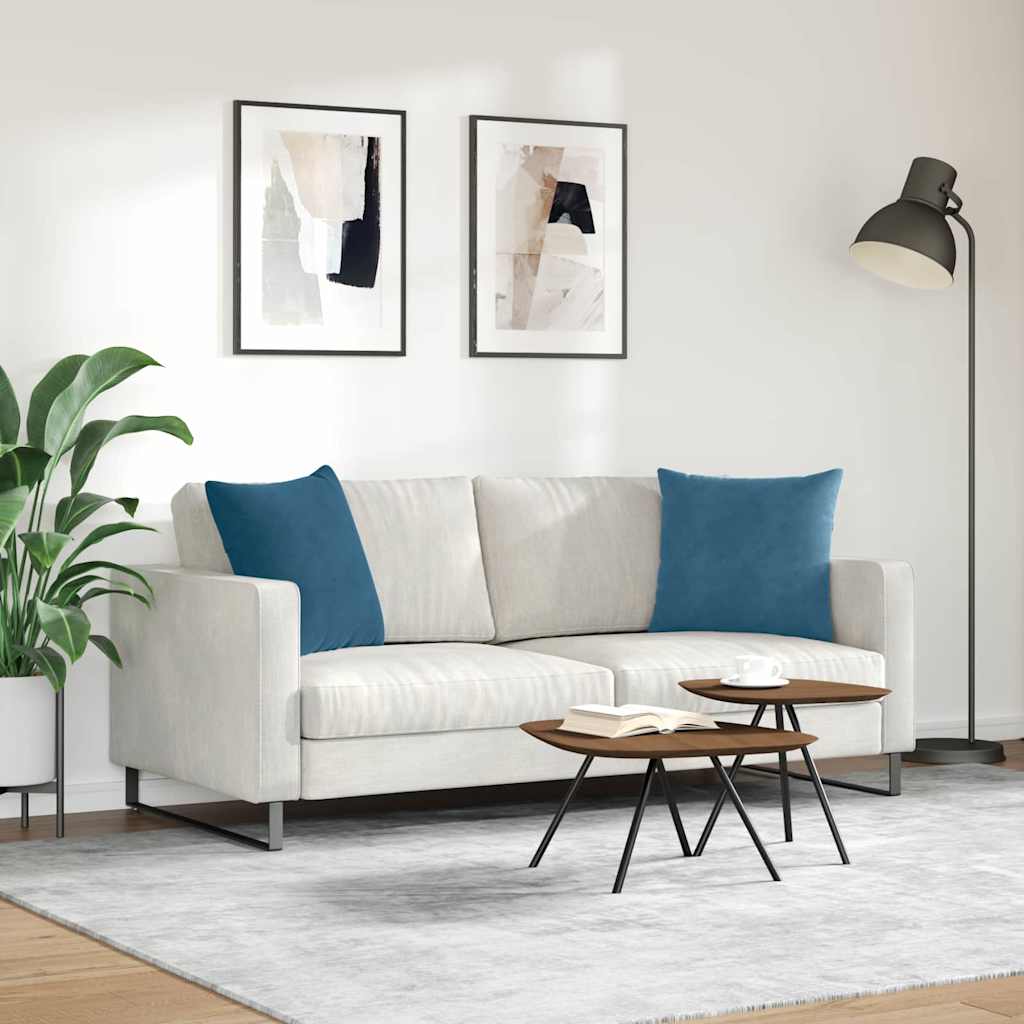 Kanapé párnák 2 pcs Kék 50 x 50 cm Bársonyos szövet
