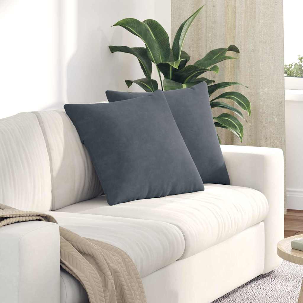 Kanapé párnák 2 pcs Sötétszürke 50 x 50 cm Bársonyos szövet