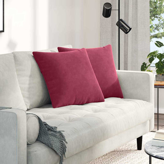 Kanapé párnák 2 pcs Bordó 50 x 50 cm Bársonyos szövet