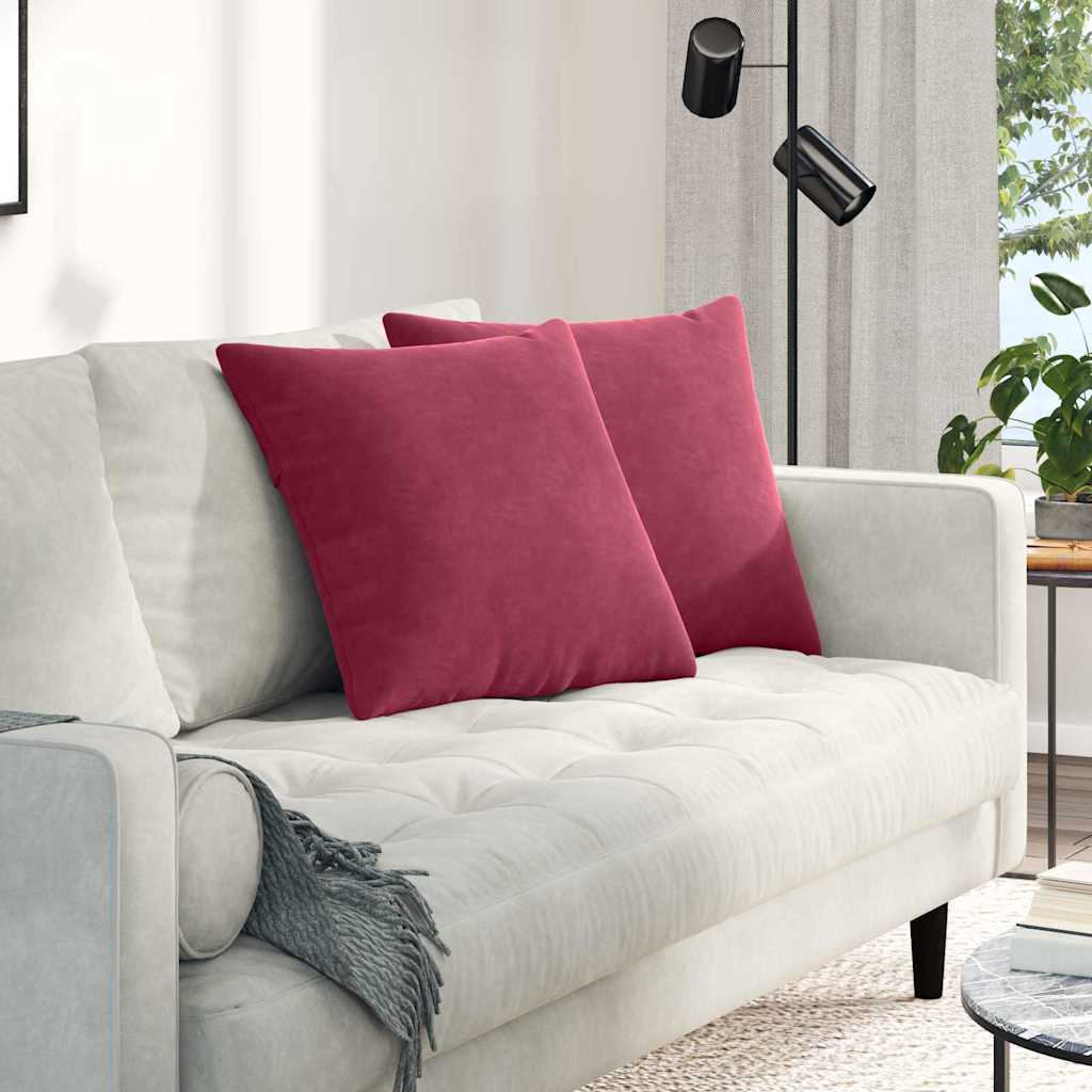 Kanapé párnák 2 pcs Bordó 50 x 50 cm Bársonyos szövet