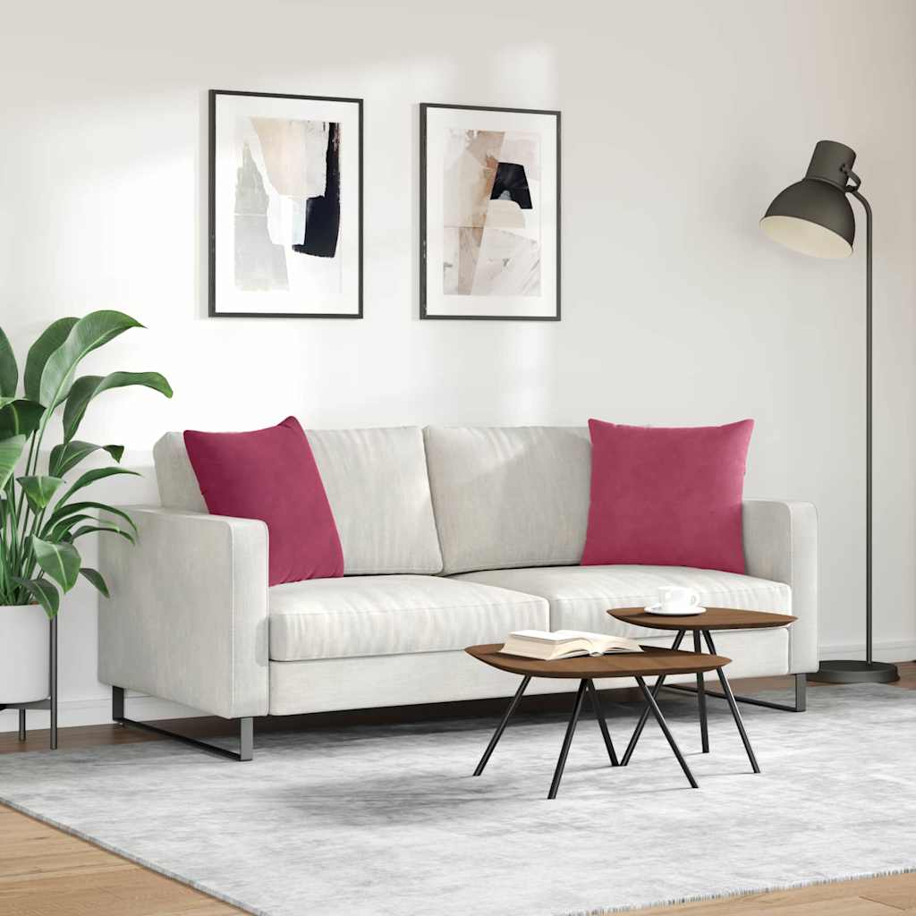 Kanapé párnák 2 pcs Bordó 50 x 50 cm Bársonyos szövet