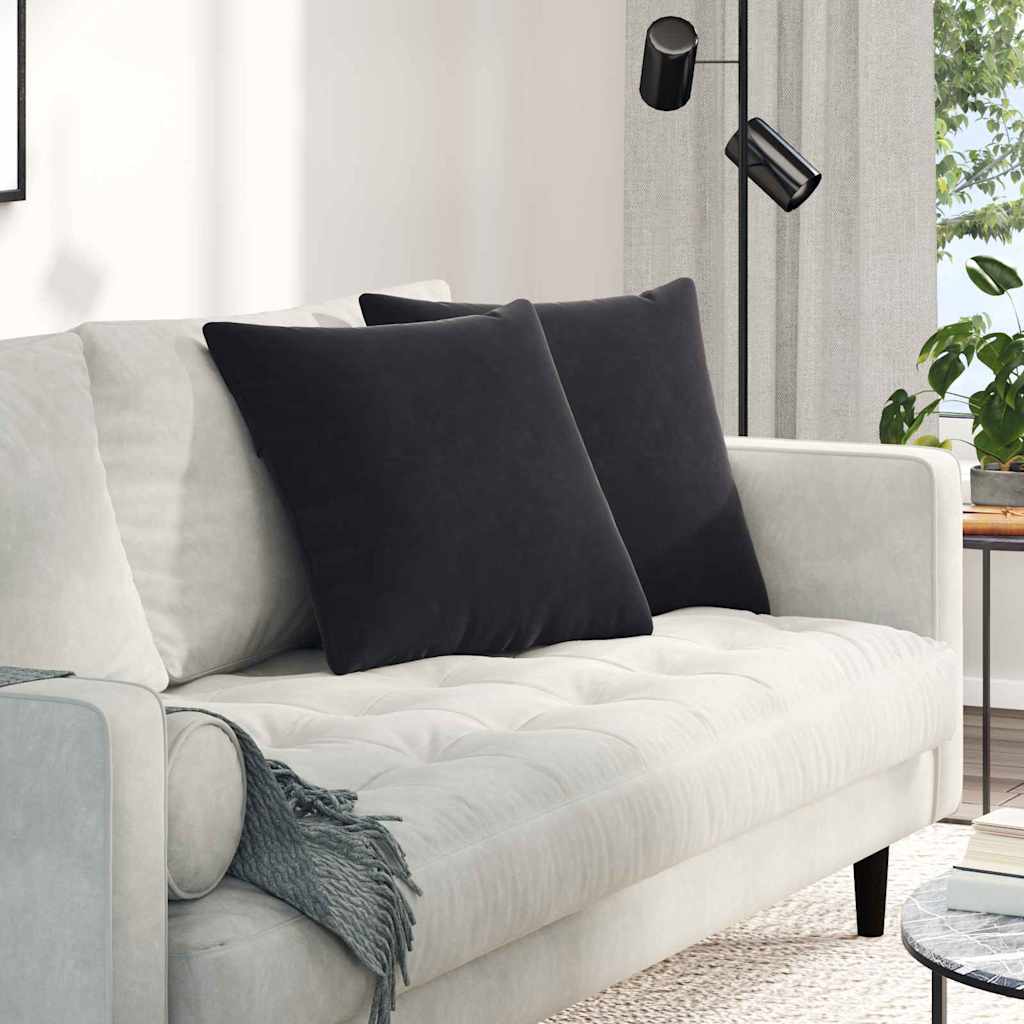 Kanapé párnák 2 pcs Fekete 50 x 50 cm Bársonyos szövet