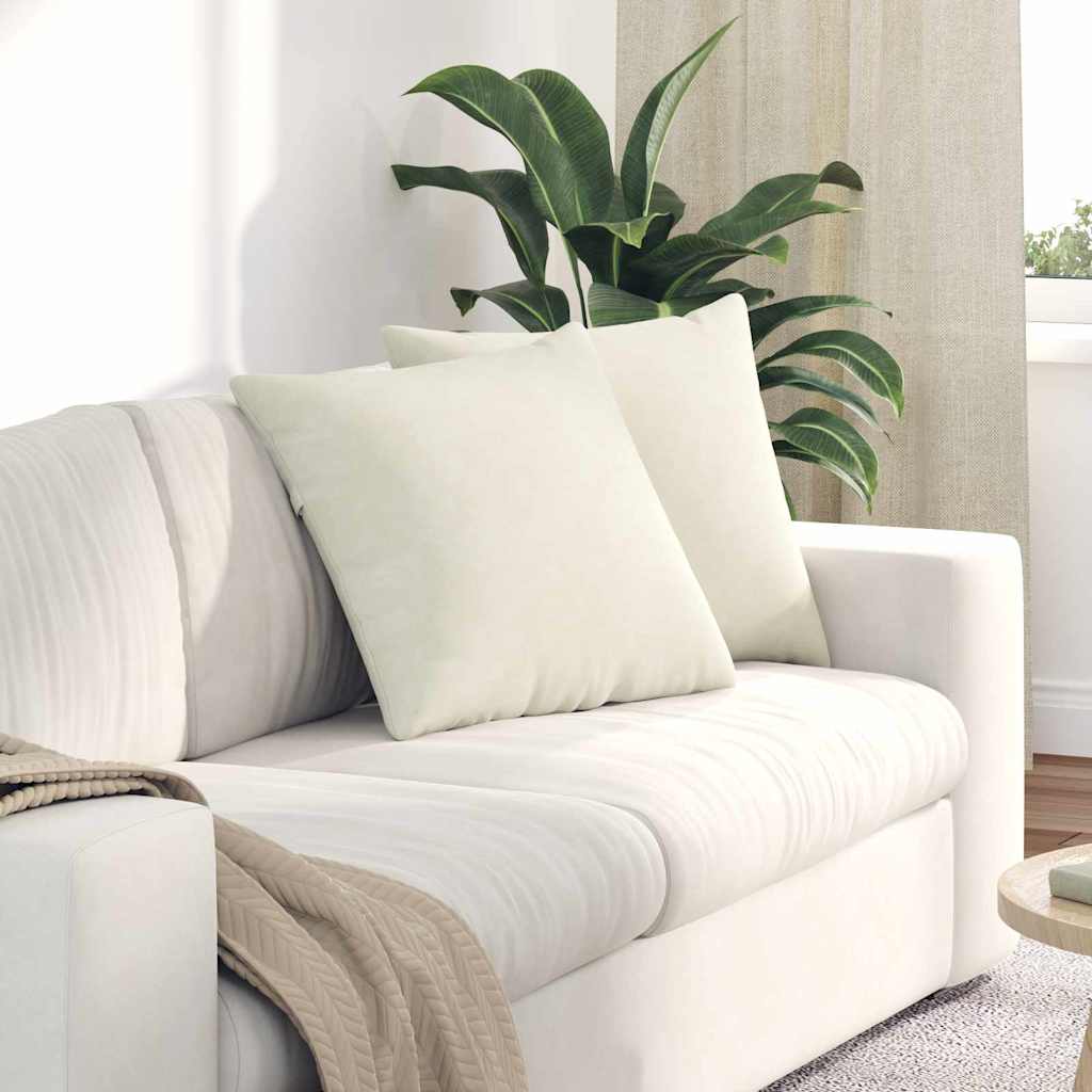 Kanapé párnák 2 pcs Krém 50 x 50 cm Bársonyos szövet
