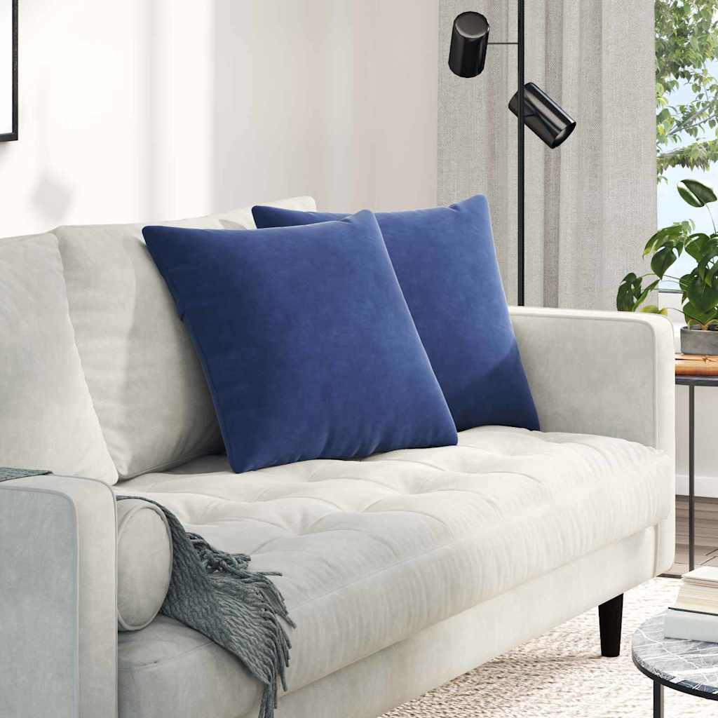 Kanapé párnák 2 pcs Rendőrségi kék 50 x 50 cm Bársonyos szövet