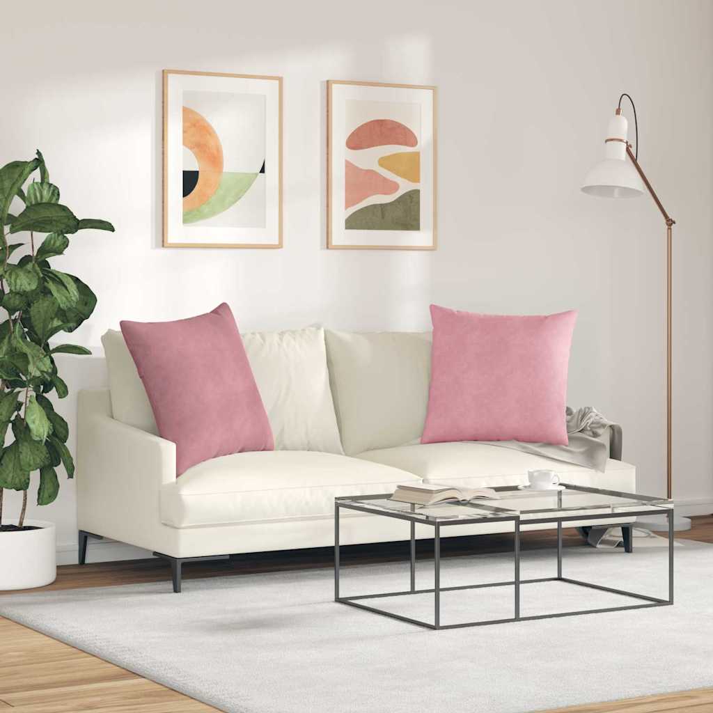 Kanapé párnák 2 pcs Rózsaszín 60 x 60 cm Bársonyos szövet