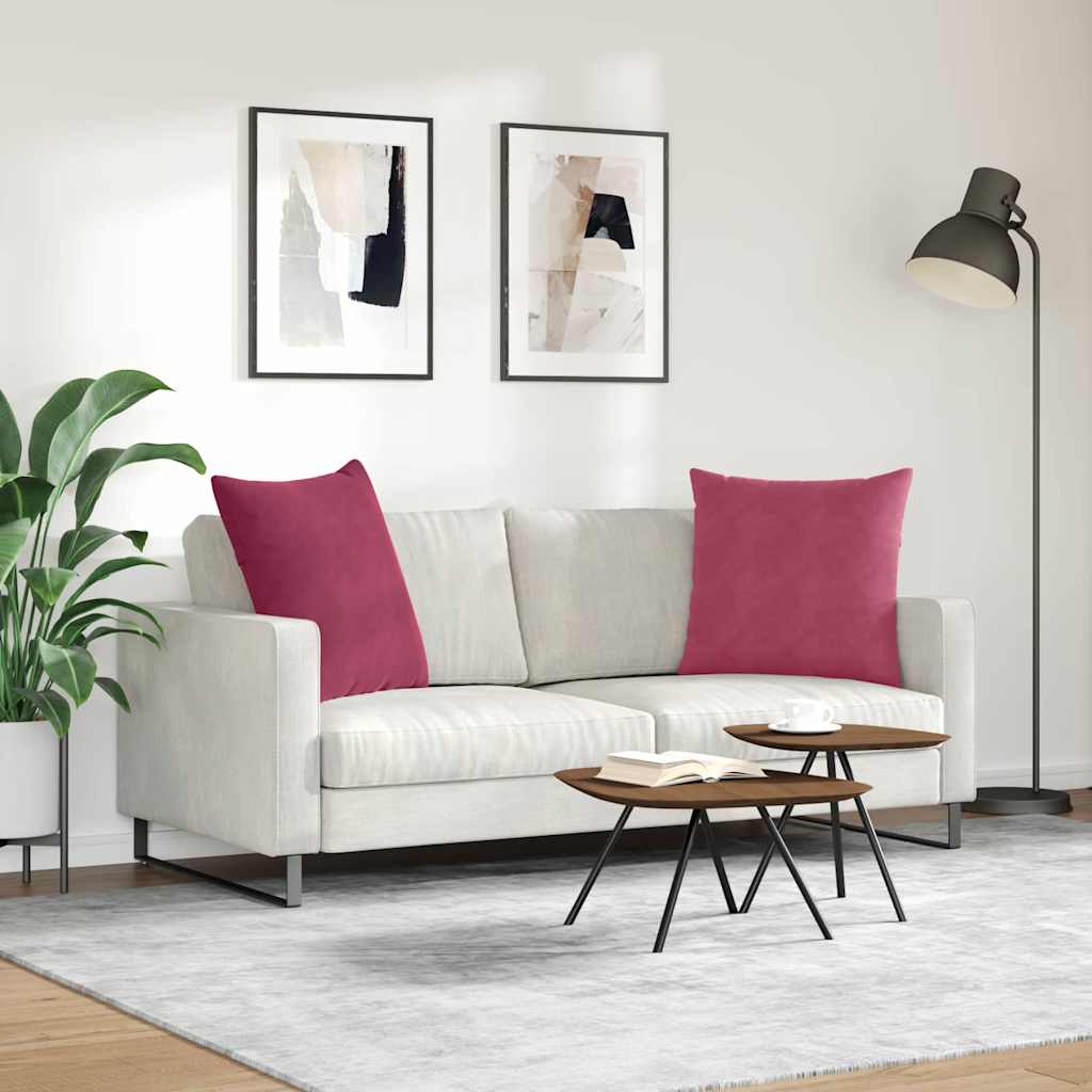 Kanapé párnák 2 pcs Bordó 60 x 60 cm Bársonyos szövet