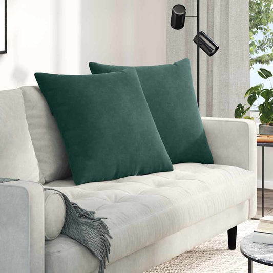 Kanapé párnák 2 pcs Sötétzöld 80 x 80 cm Bársonyos szövet