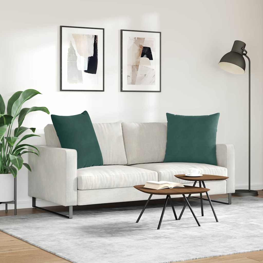 Kanapé párnák 2 pcs Sötétzöld 80 x 80 cm Bársonyos szövet