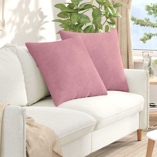 Kanapé párnák 2 pcs Rózsaszín 80 x 80 cm Bársonyos szövet