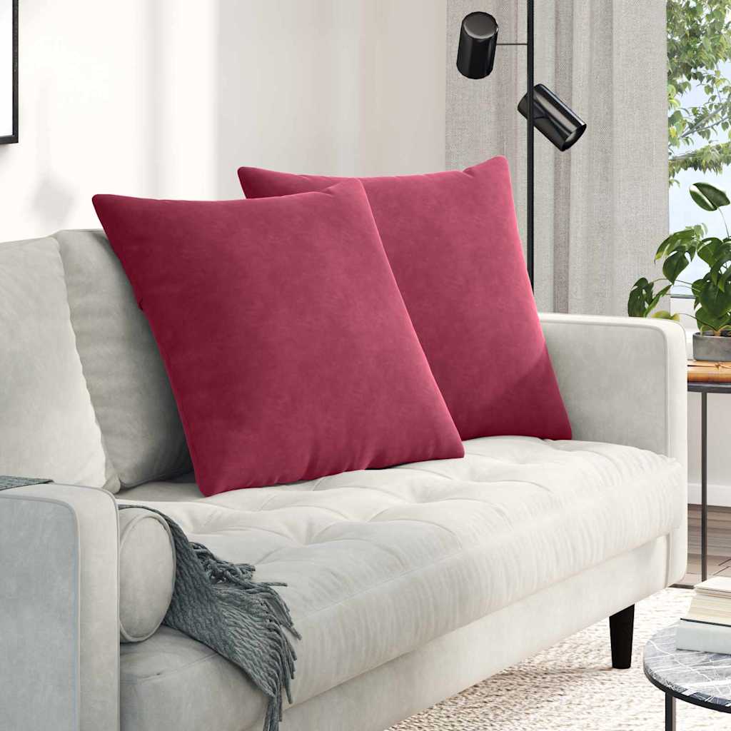 Kanapé párnák 2 pcs Bordó 80 x 80 cm Bársonyos szövet