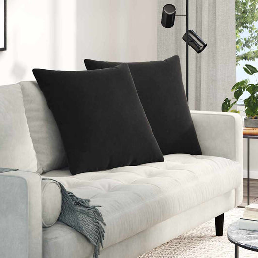 Kanapé párnák 2 pcs Fekete 80 x 80 cm Bársonyos szövet