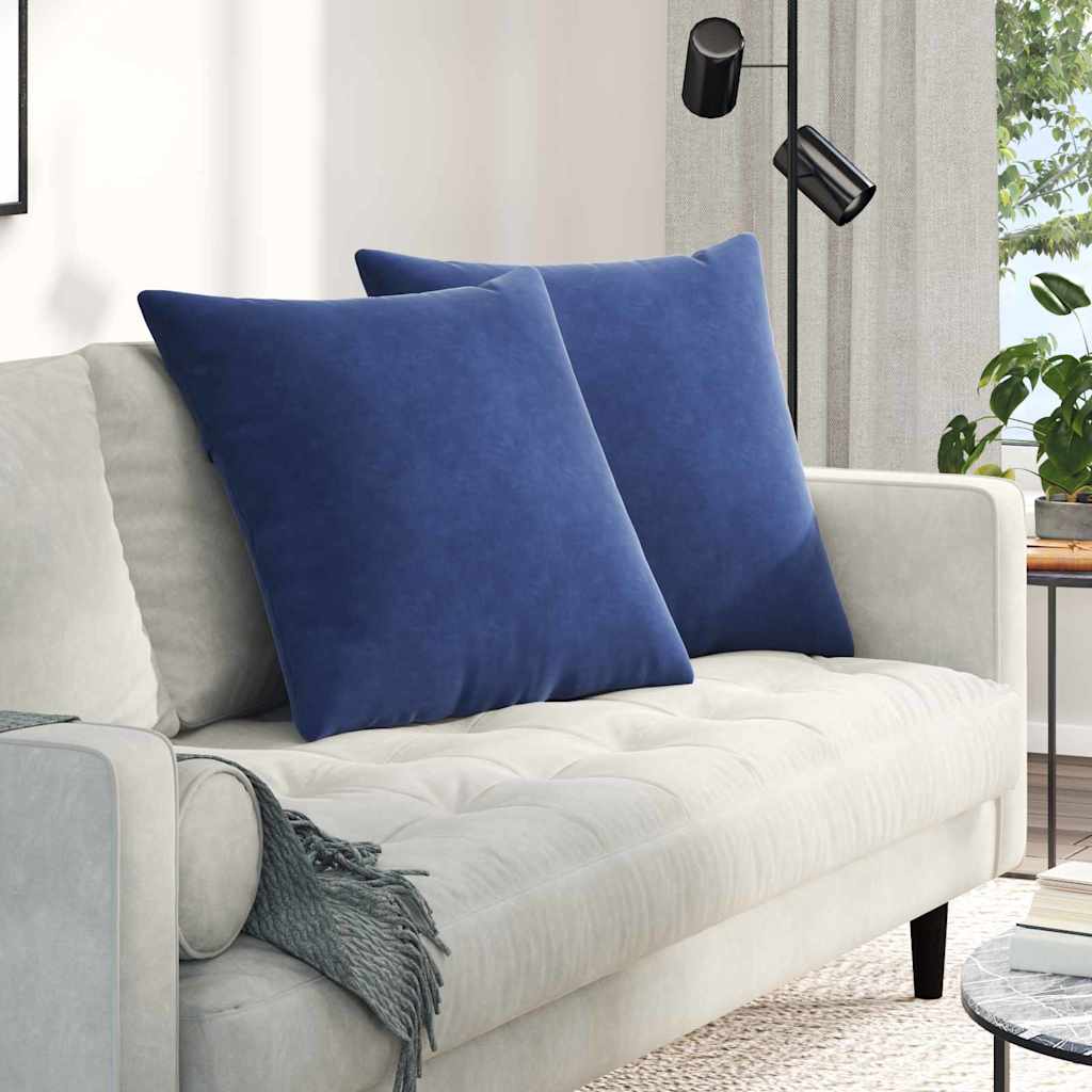 Kanapé párnák 2 pcs Rendőrségi kék 80 x 80 cm Bársonyos szövet