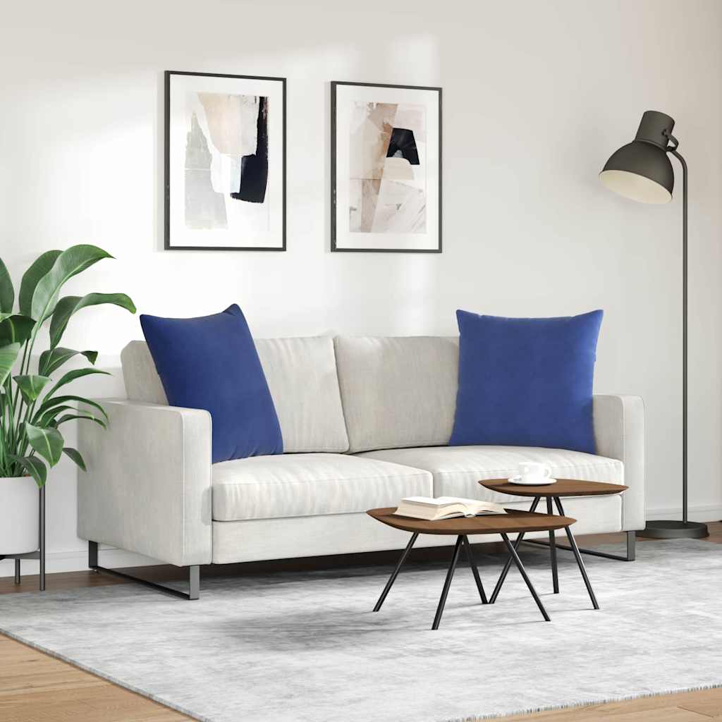 Kanapé párnák 2 pcs Rendőrségi kék 80 x 80 cm Bársonyos szövet