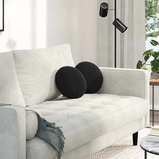 Ülőpárnák 2 pcs Fekete Ø30 x 13 cm Bársony