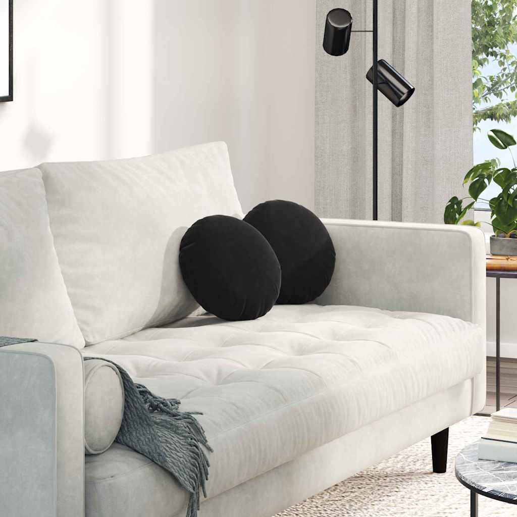 Ülőpárnák 2 pcs Fekete Ø30 x 13 cm Bársony